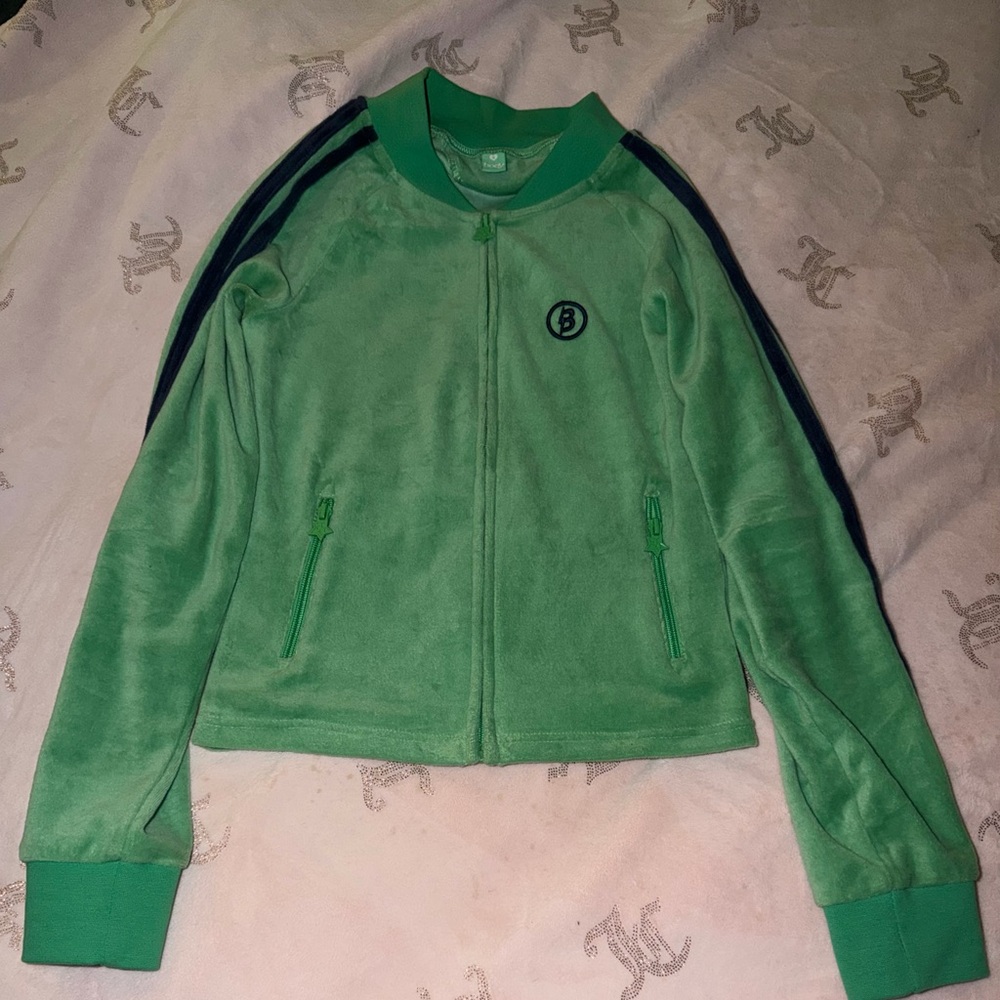 Women’s Green Velour Zip-Up Jacket - Brand B